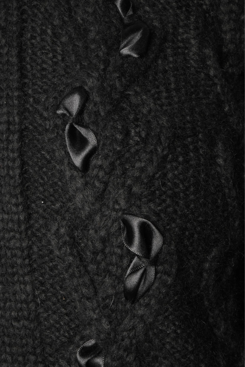 Simone Rocha Size S Embellished Collar & Bow Cable Knit Sweater