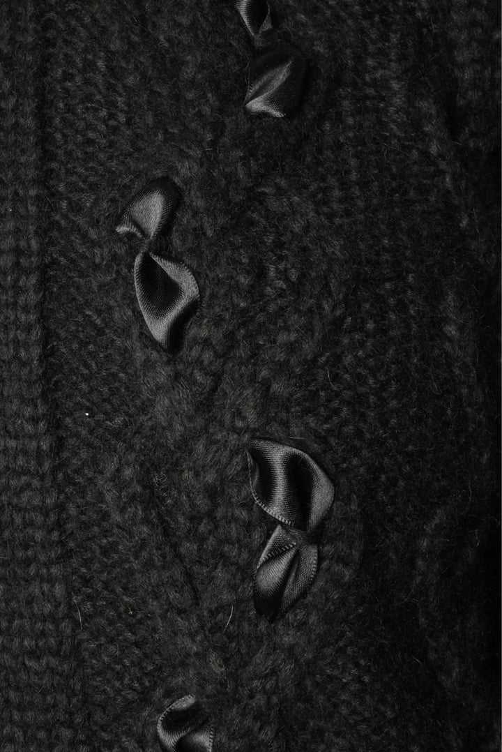 Simone Rocha Size S Embellished Collar & Bow Cable Knit Sweater