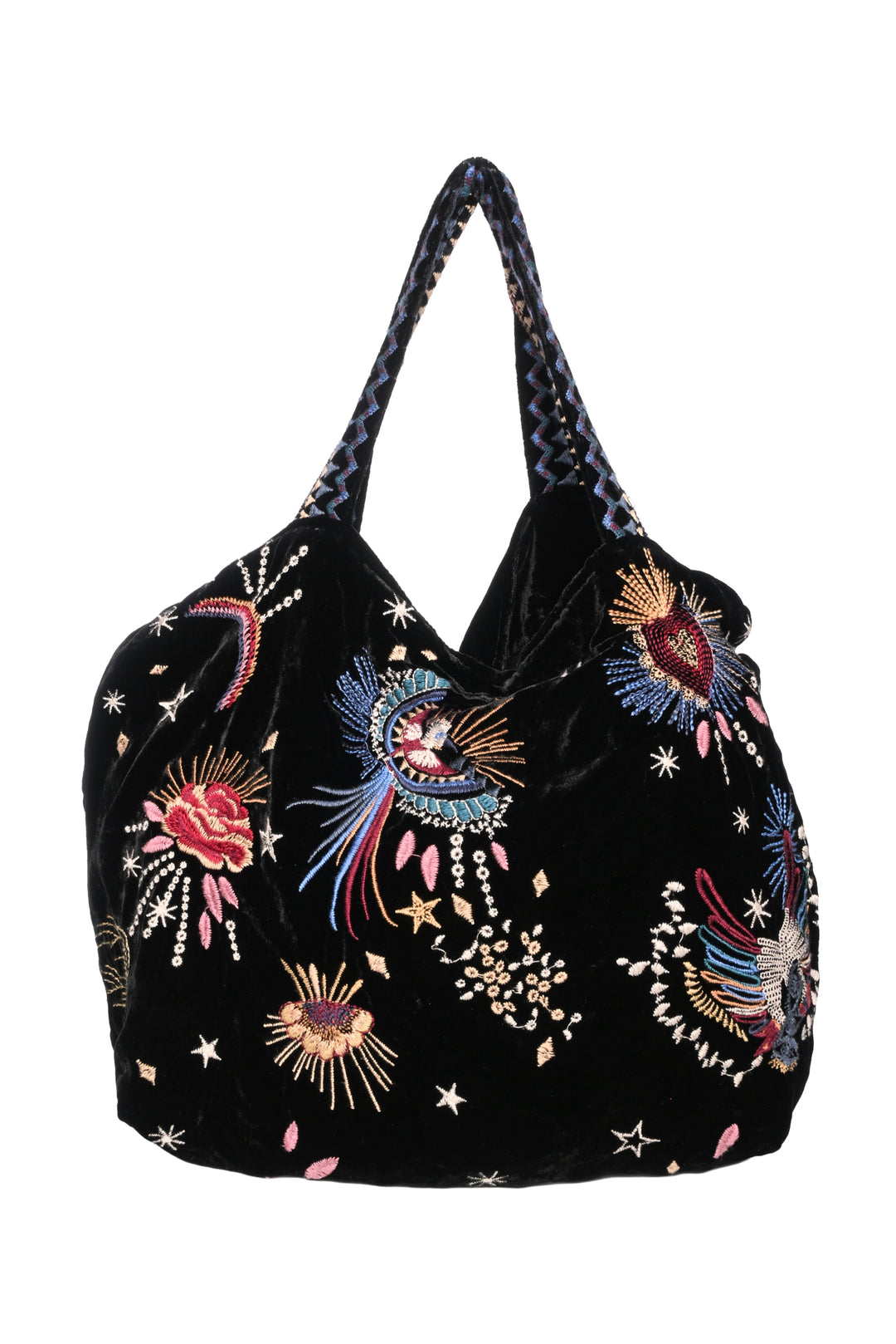 Johnny Was Victoria Embroidered Velvet Tote
