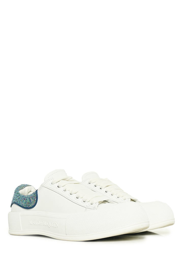 Alexander Mcqueen Size 39 Deck Plimsoll Glitter Tab Low Top Sneaker