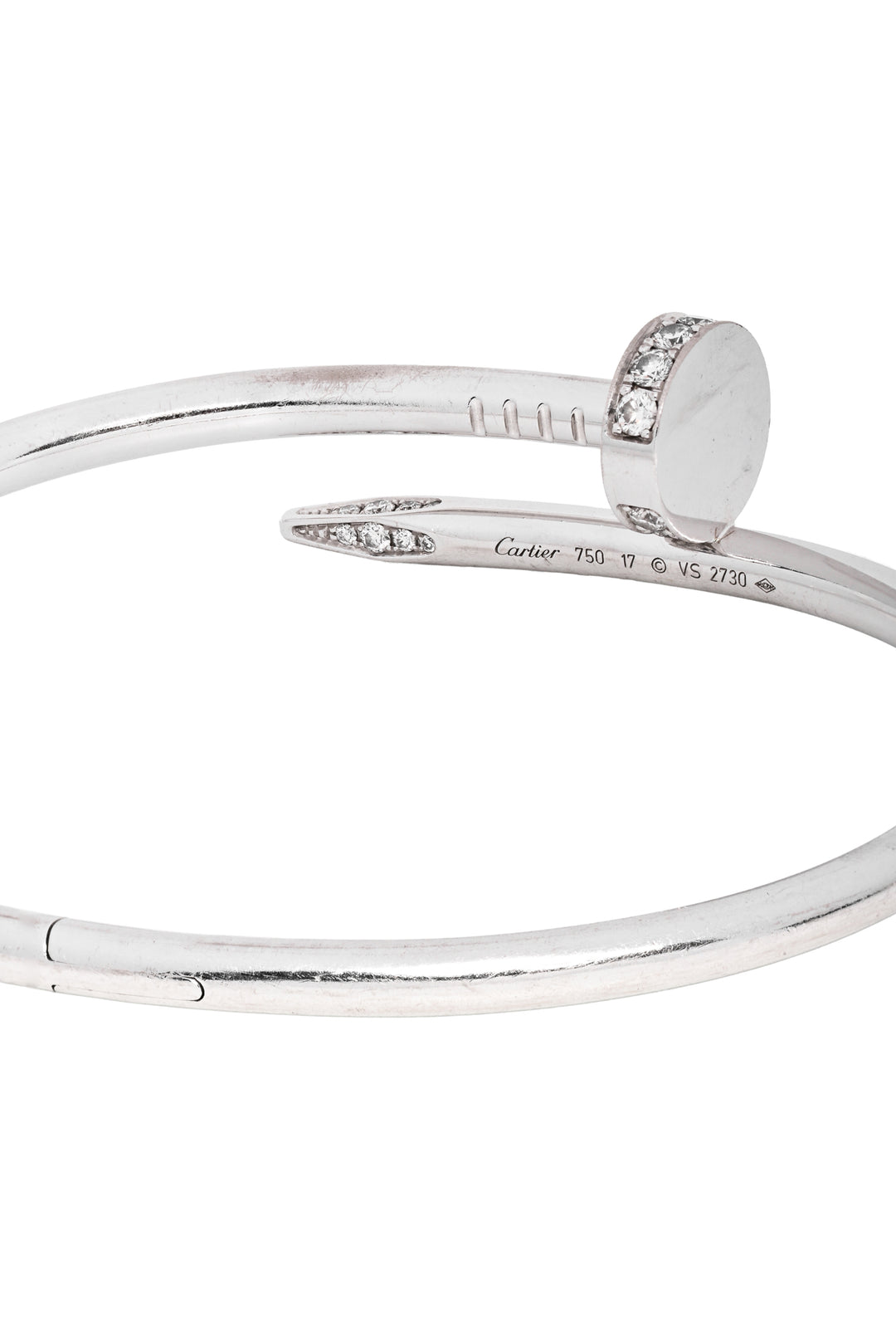 Cartier Size 17 2013 18K White Gold Juste Un Clou Diamond Bracelet
