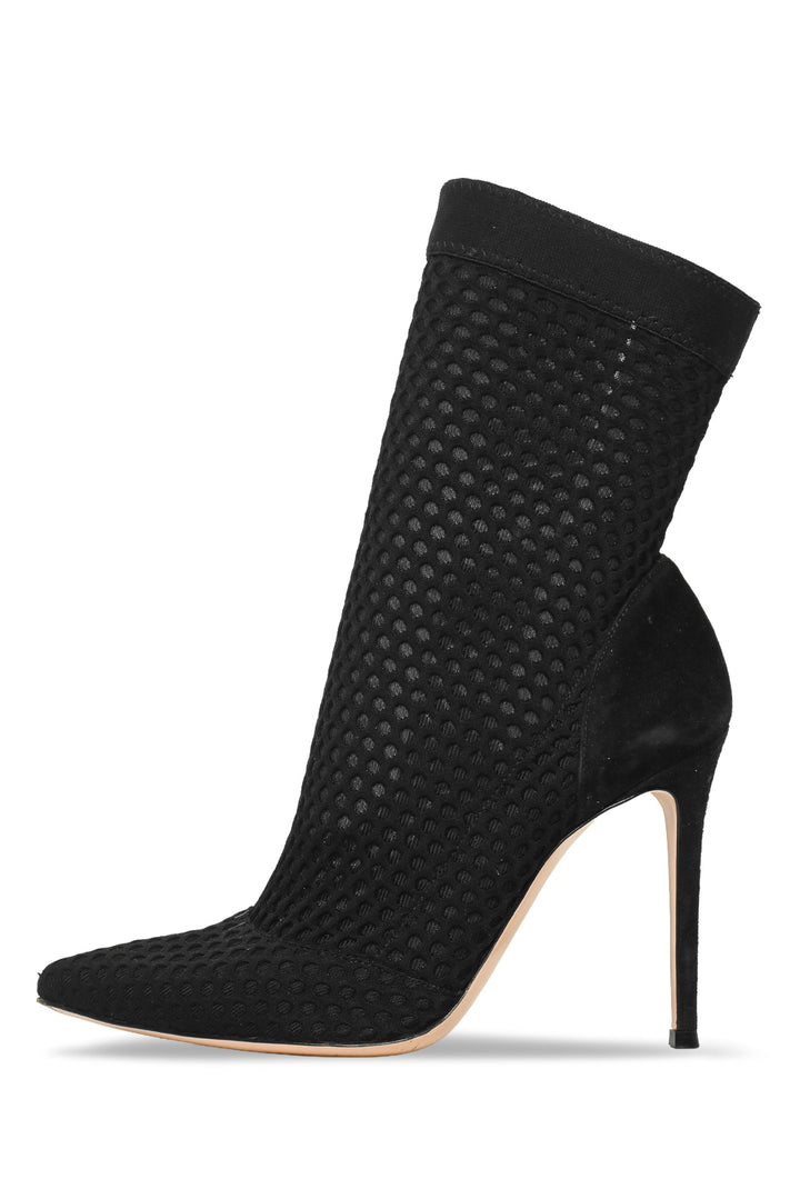 Gianvito Rossi Size 38.5 Mesh & Suede Knit Sock Ankle Boots