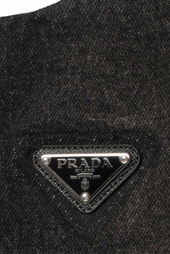Prada Size 38 2022 Triangle Logo A-Line Denim Mini Dress