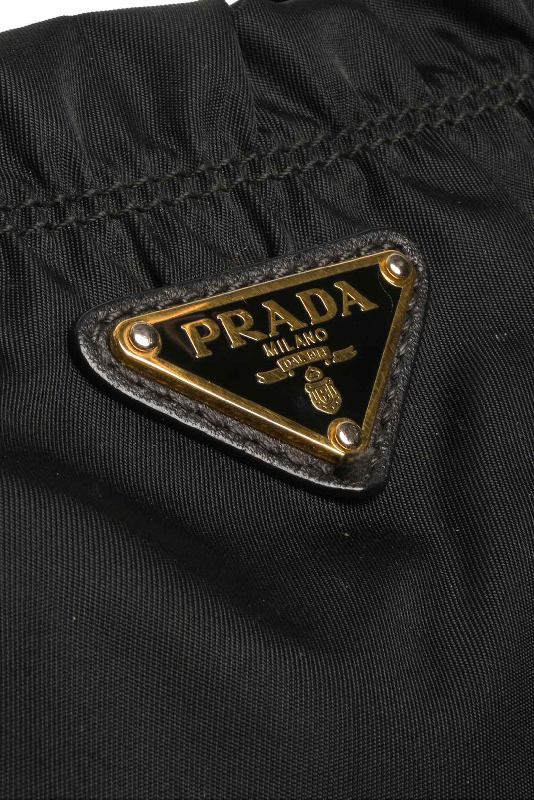 Prada Ruffle Trim Tessuto Nylon Convertible Top Handle Tote