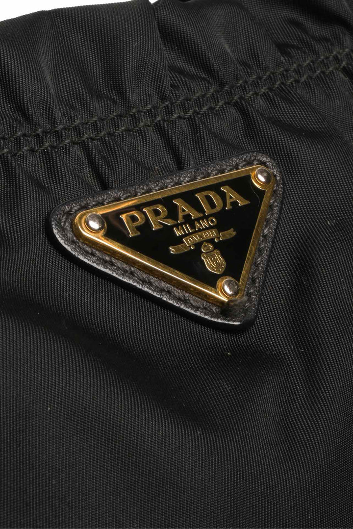 Prada Ruffle Trim Tessuto Nylon Convertible Top Handle Tote