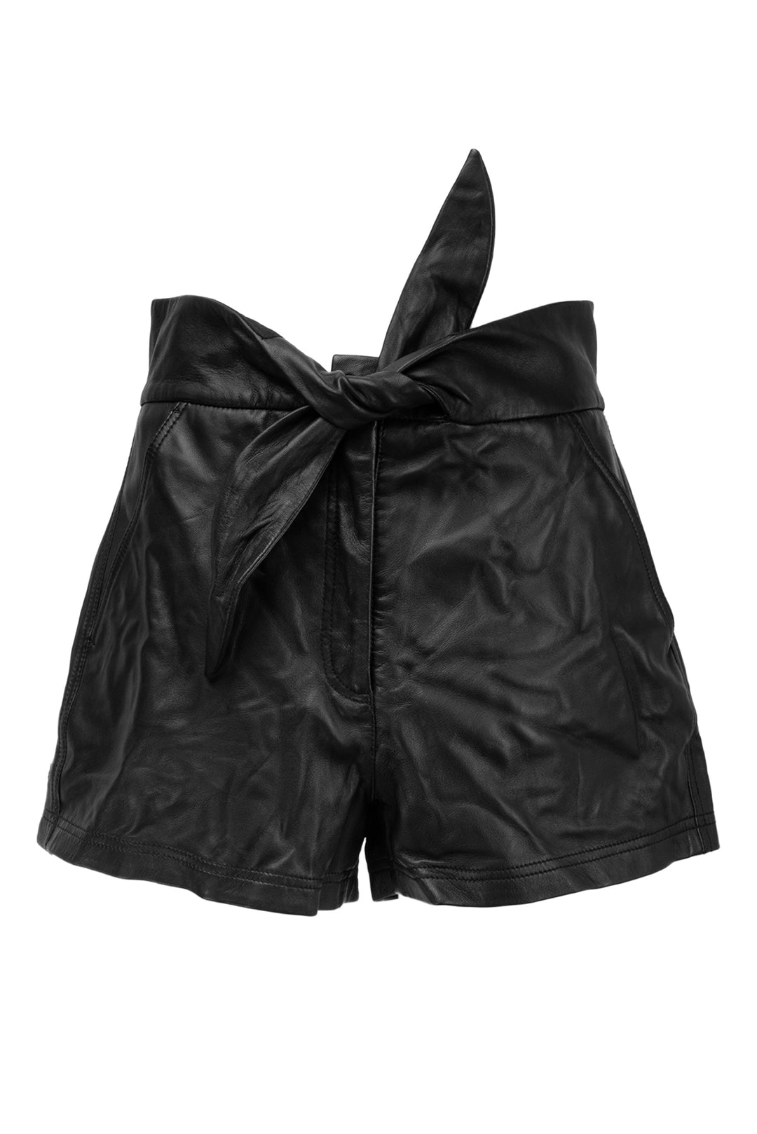 ALC Size 6 Tie Waist Leather Shorts