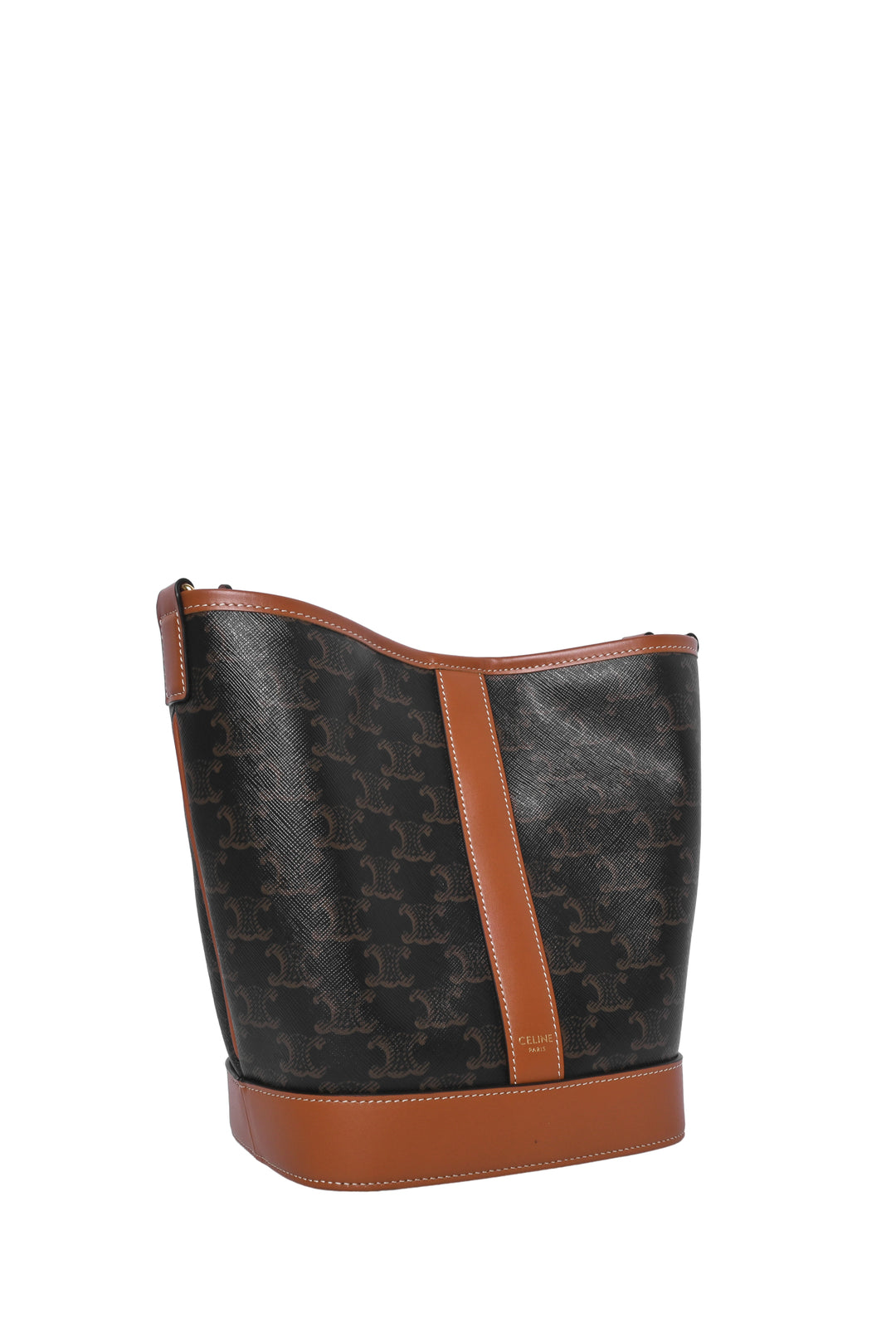 Celine Triomphe Canvas & Calfskin Small Bucket Bag