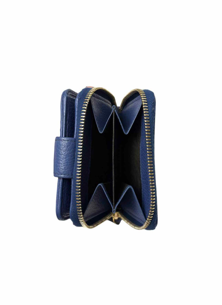 Gucci Size French GG Canvas w/Caspian Blue Leather Wallet