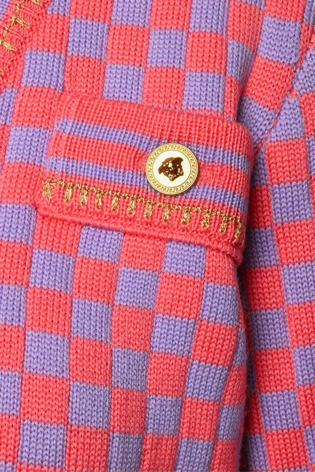 Versace Size 40 Checkerboard Cropped Cardigan