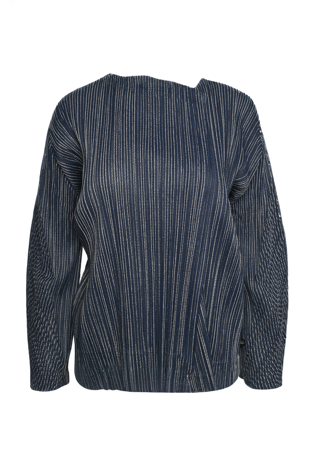 Pleats Please Size 5 Striped Pleated Cardigan