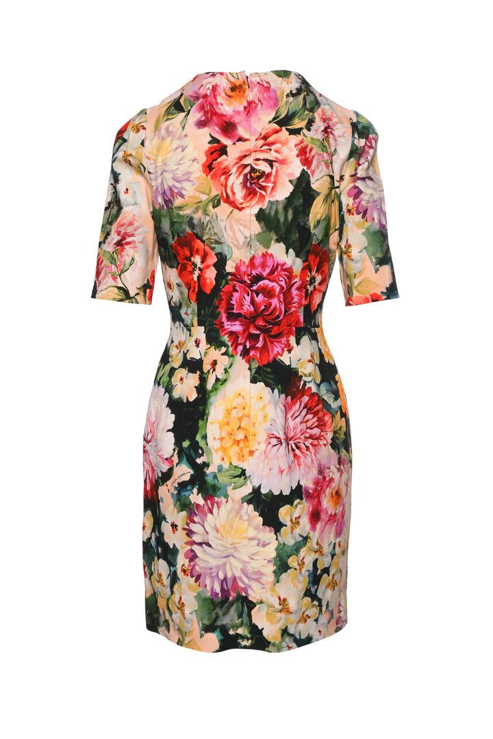 Dolce & Gabbana Size 44 Floral Short Sleeve Mini Dress