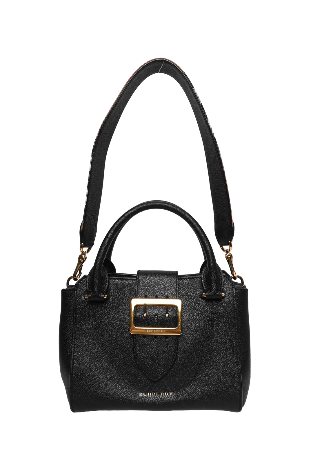 Burberry Grainy Leather Small Buckle Tote Bag