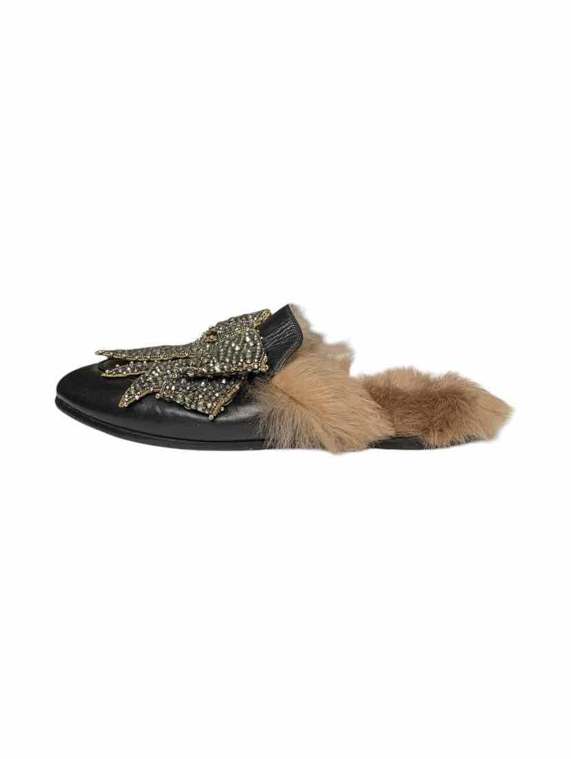 Gucci Size 40 Crystal Embellished Princetown Slippers