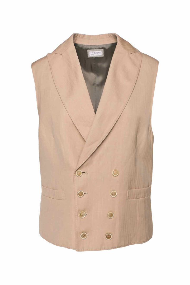 Brunello Cucinelli Size M Men's Double Breasted Wool & Linen Vest