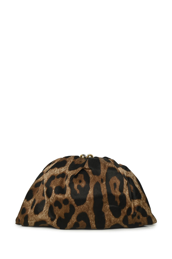 Dolce & Gabbana Leopard Print Satin Clutch