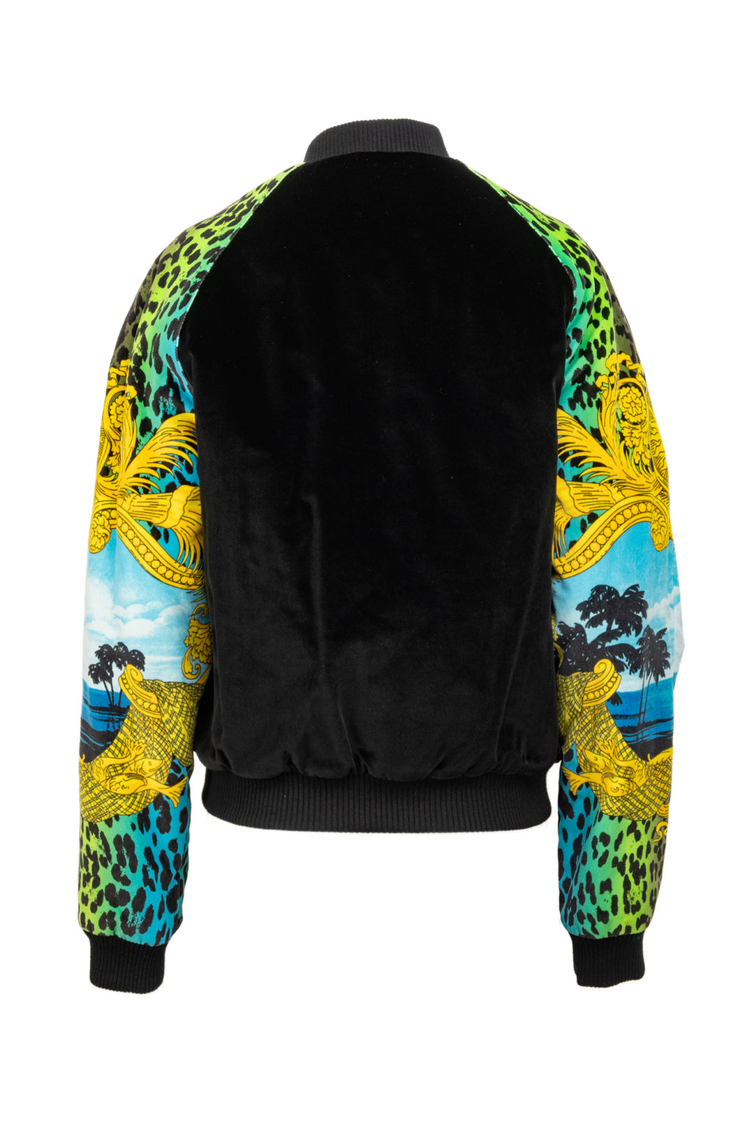 H & M x Versace Size M Men's Barocco & Animal Print Velvet Bomber Jacket