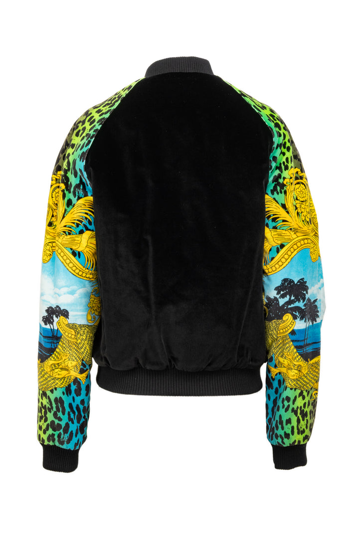 H & M x Versace Size M Men's Barocco & Animal Print Velvet Bomber Jacket