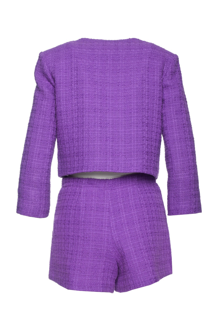 maje Size 34 Cropped Tweed Jacket & Tweed Short Set