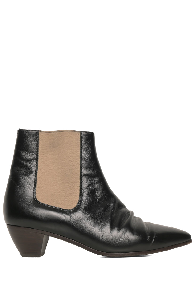 Celine Size 39 Leather D-Racer Chelsea Ankle Boots