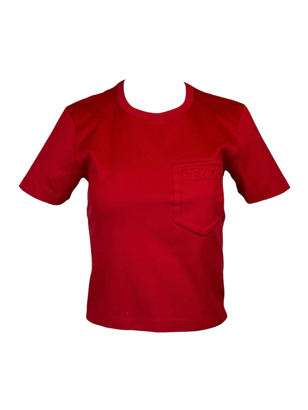 Fendi Size XS Pocket Embossed Cropped T-Shirt