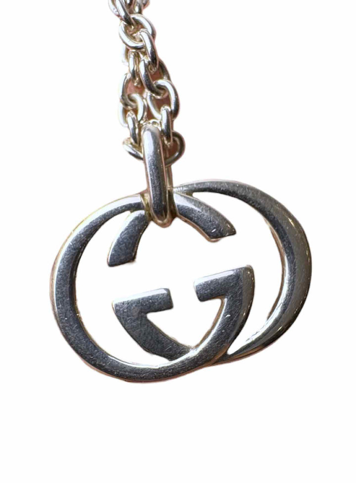 Gucci 925 Silver Interlocking G Logo Pendant Chain Necklace