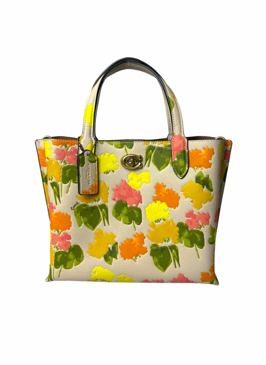 Coach Floral Printed Leather Willow Tote  Purse