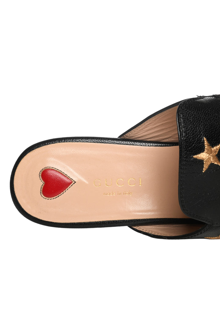 Gucci Size 37.5 Bee Star Embroidered Princetown Slippers