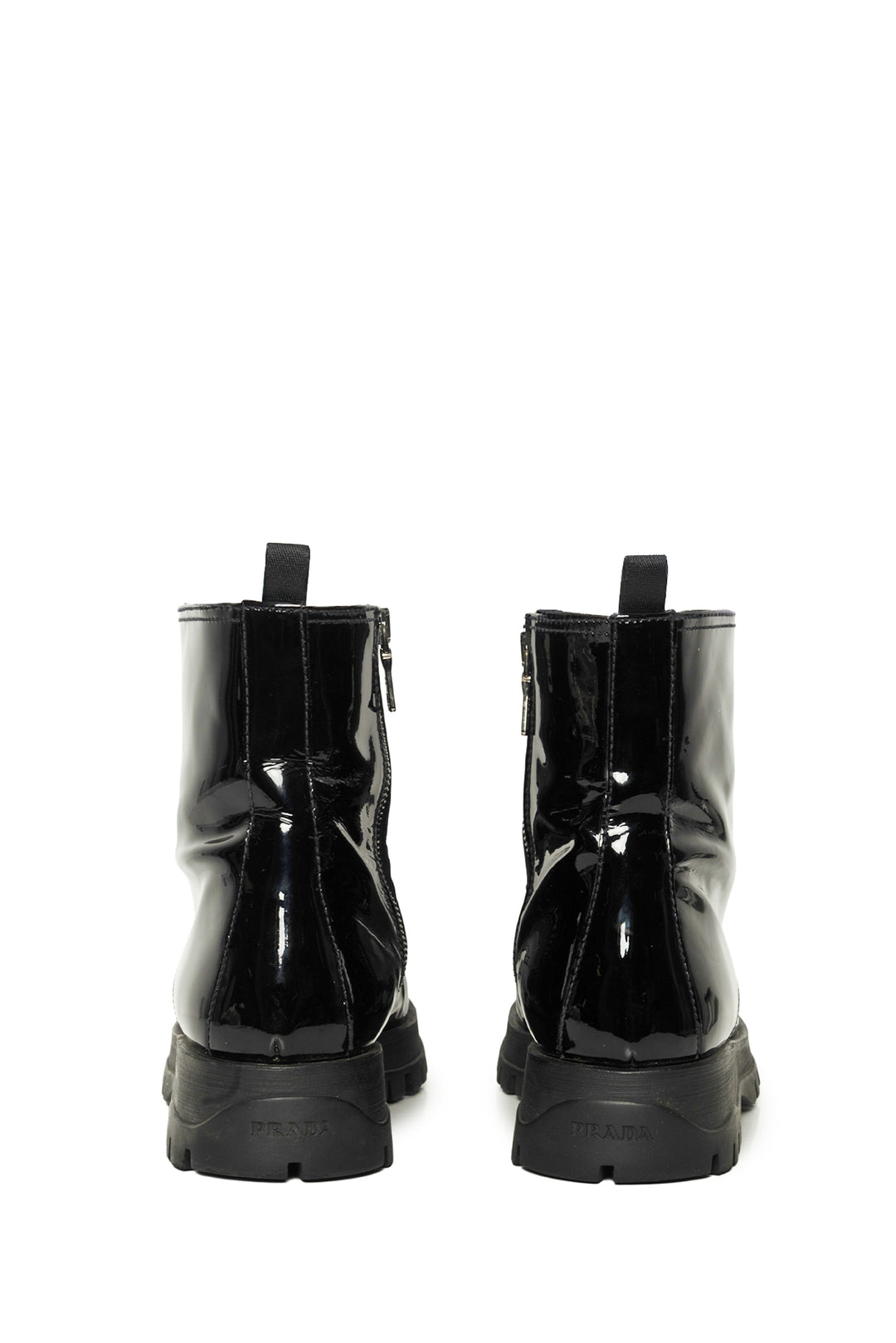 Prada Size 39 Calzature Donna Patent Leather Combat Boots