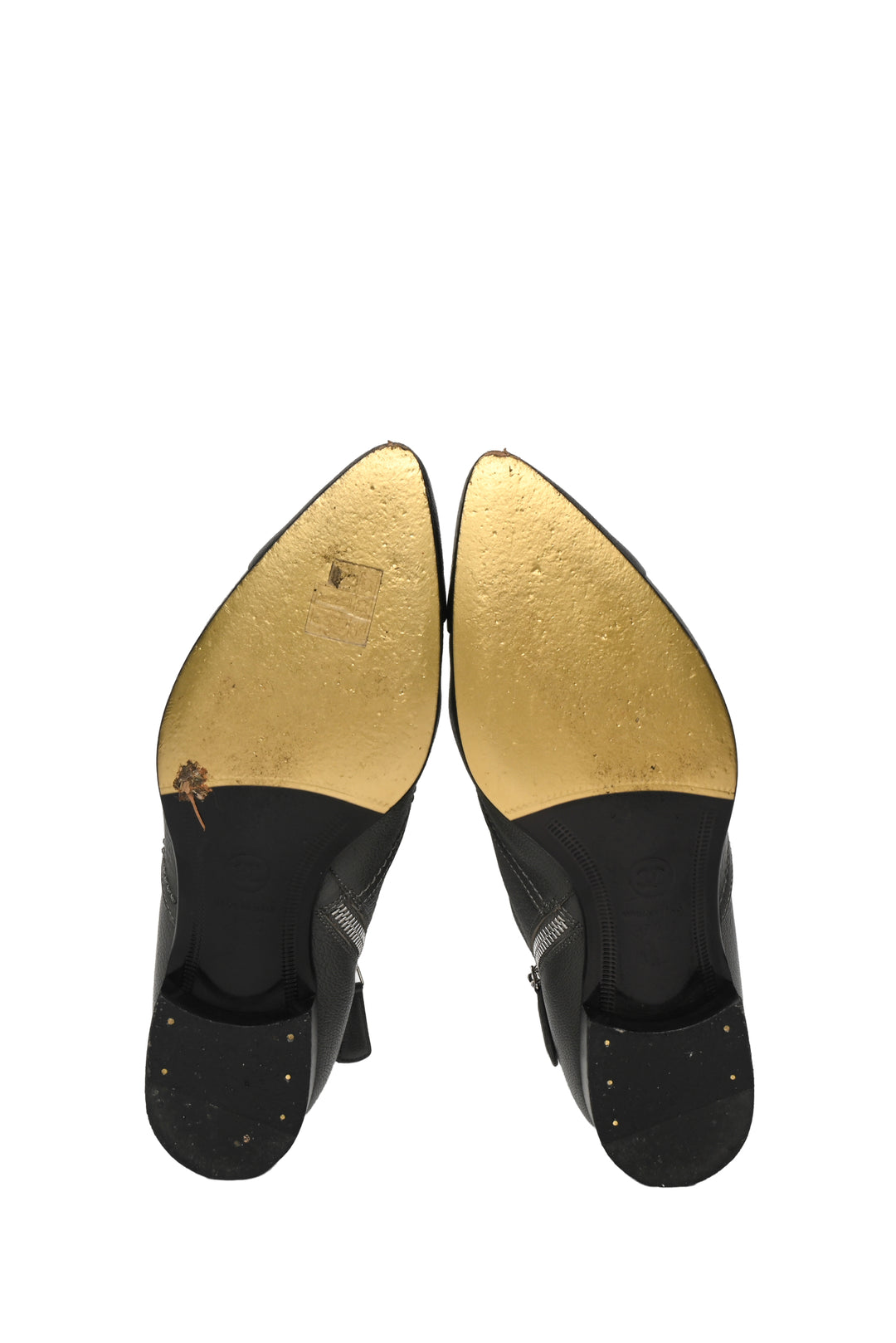 Chanel Size 37.5 Interlocking CC Logo Leather Oxfords