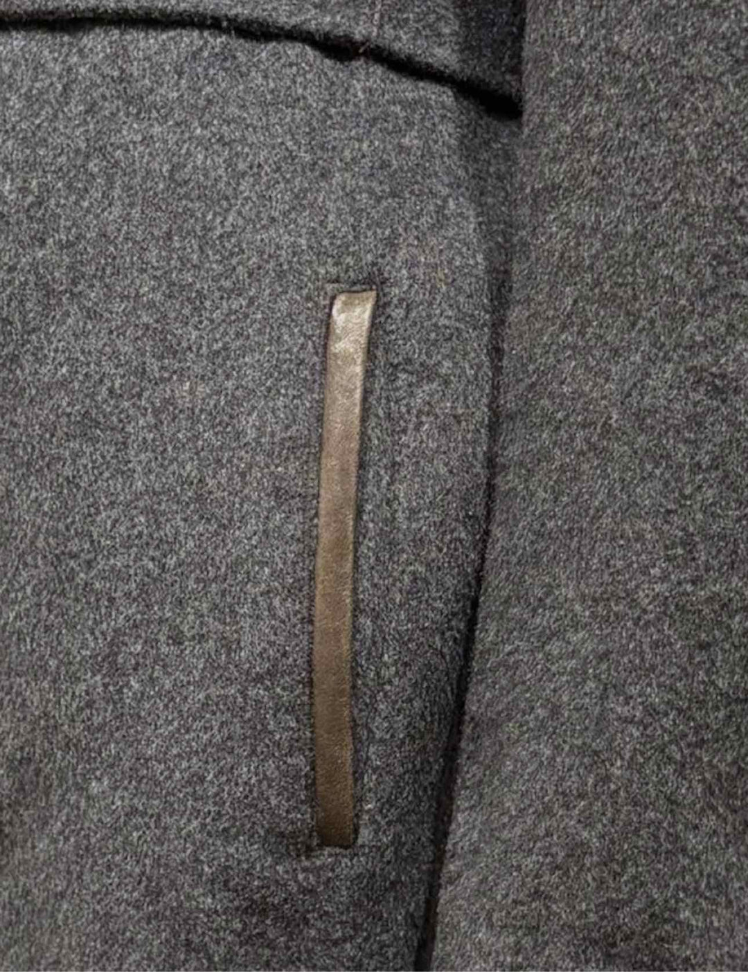 Vince Size L Wool Blend Leather Trim Coat