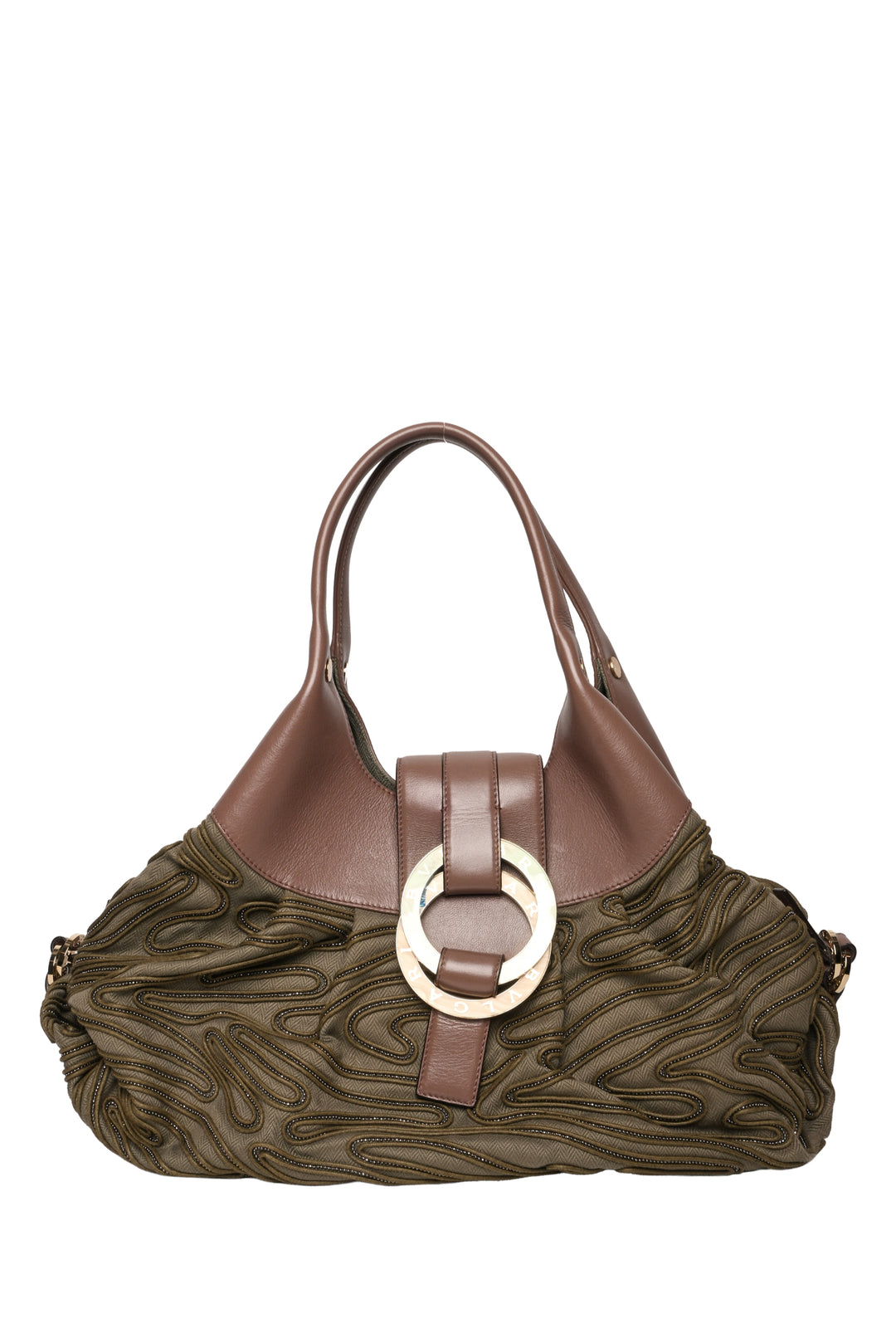 Bvlgari Beaded Leather & canvas Chandra Hobo Bag
