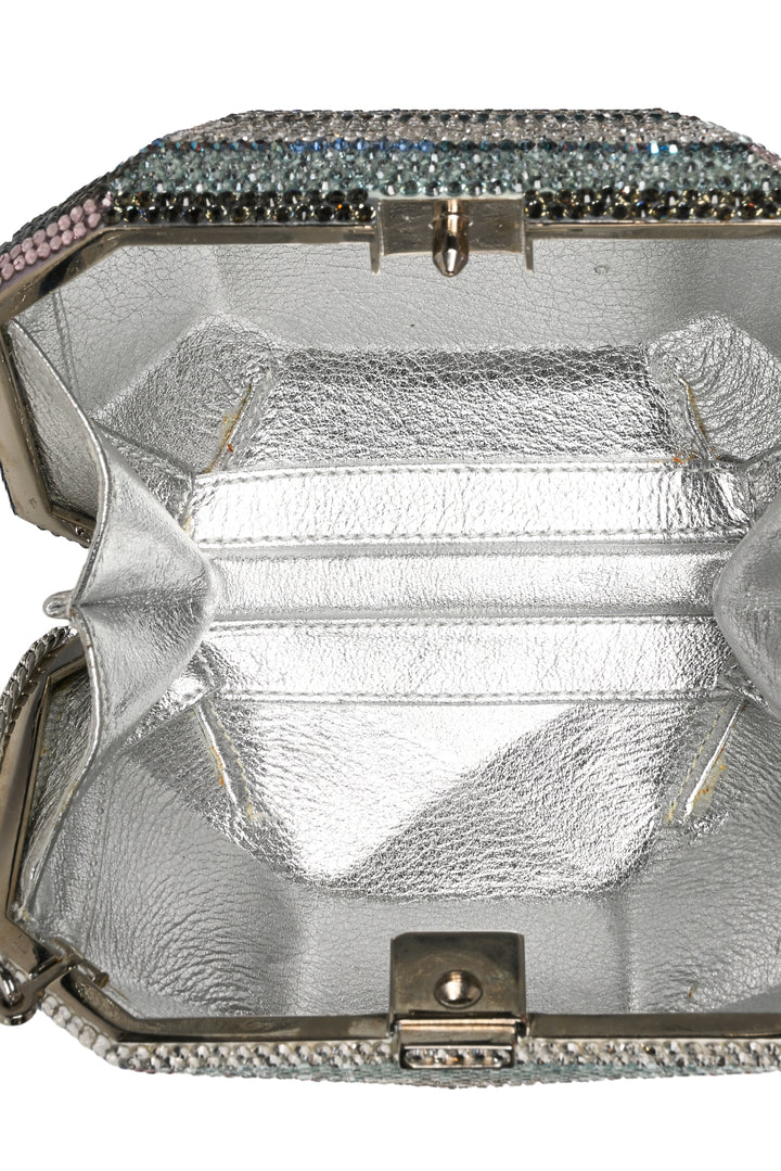 Judith Leiber Emerlad cut Swarovski Crystal Minaudiere Clutch