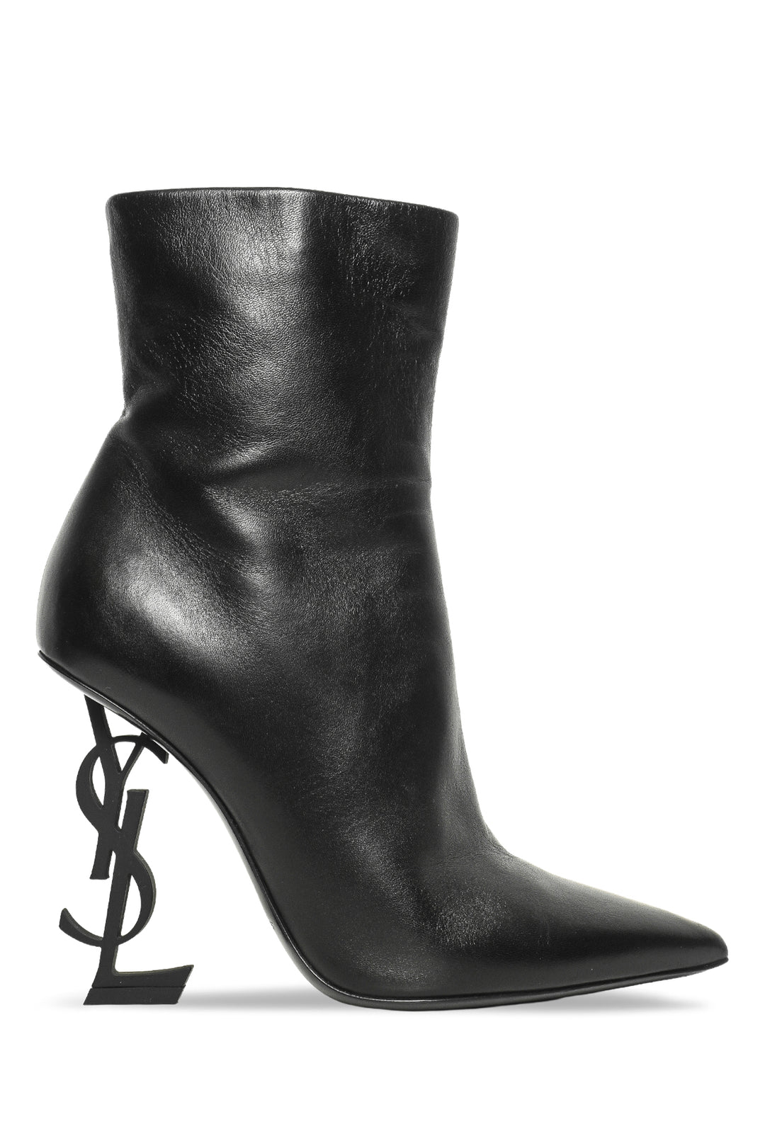 Saint Laurent Size 37 Opyum Pointed Toe Leather Ankle Boots