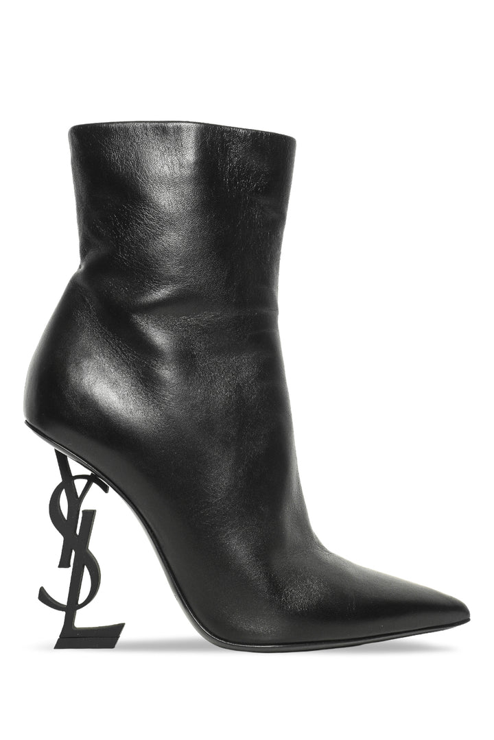 Saint Laurent Size 37 Opyum Pointed Toe Leather Ankle Boots