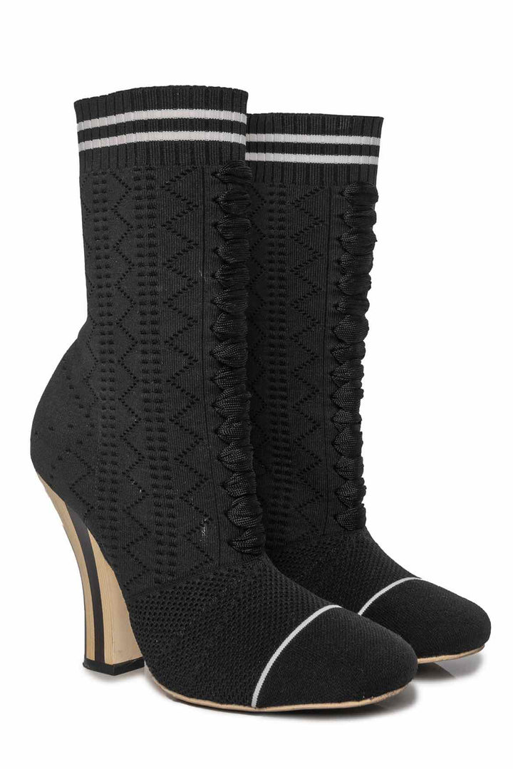 Fendi Size 37 Rockoko Knit Ankle Boots