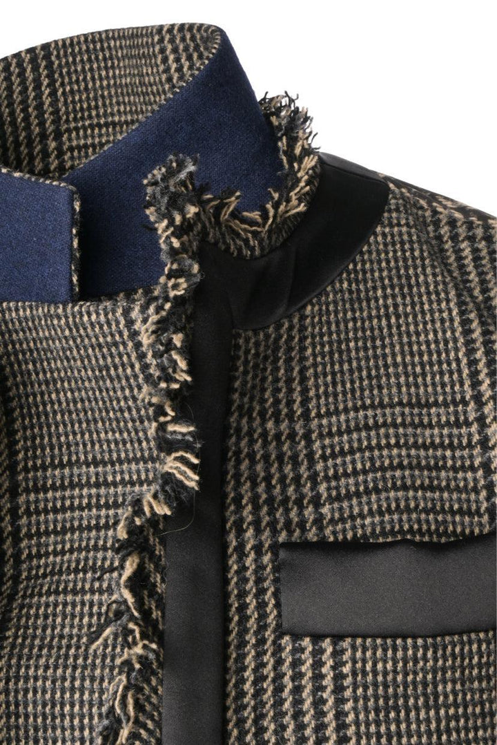 Sacai Size 1 Glencheck Fray-trimmed Padded Jacket