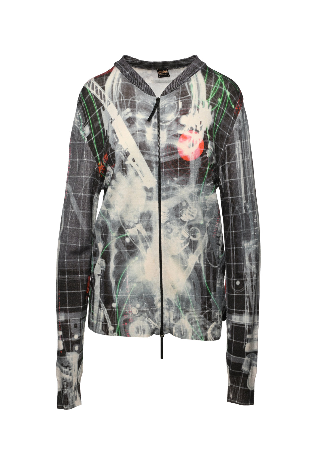Jean Paul Gaultier Monsieur Size M X-Ray Graphic Print Zip Cardigan