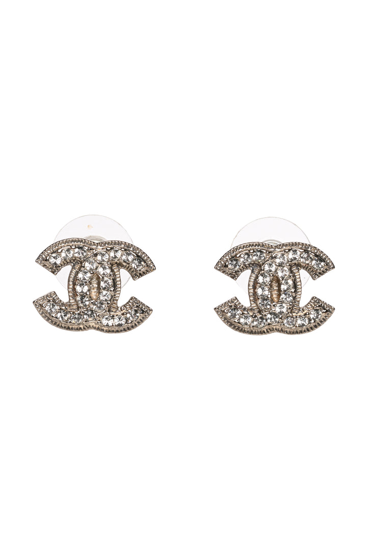 Chanel 2013 Crystal CC Stud Earrings