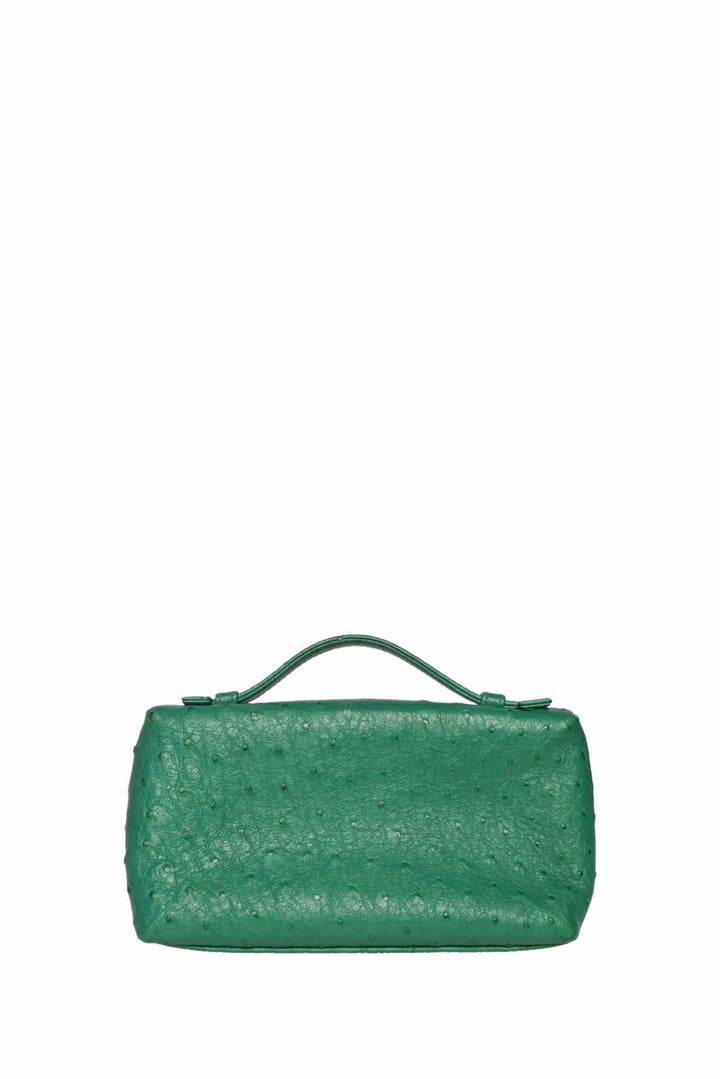 Loro Piana L19 Ostrich Leather Top Handle Pouch Purse
