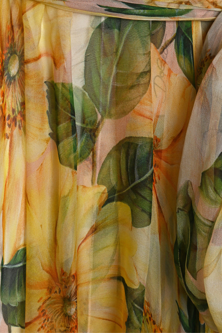 Dolce & Gabbana Size 42 Floral Silk Midi Dress