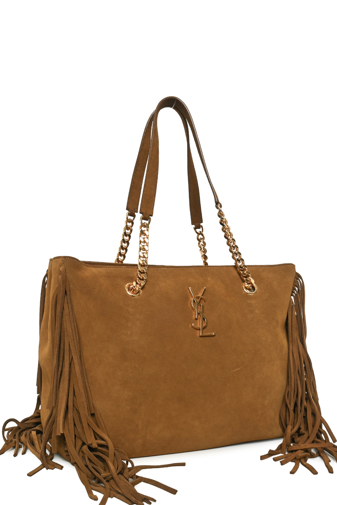 Saint Laurent 2016 Suede Monogram Fringe Large Shopping Tote