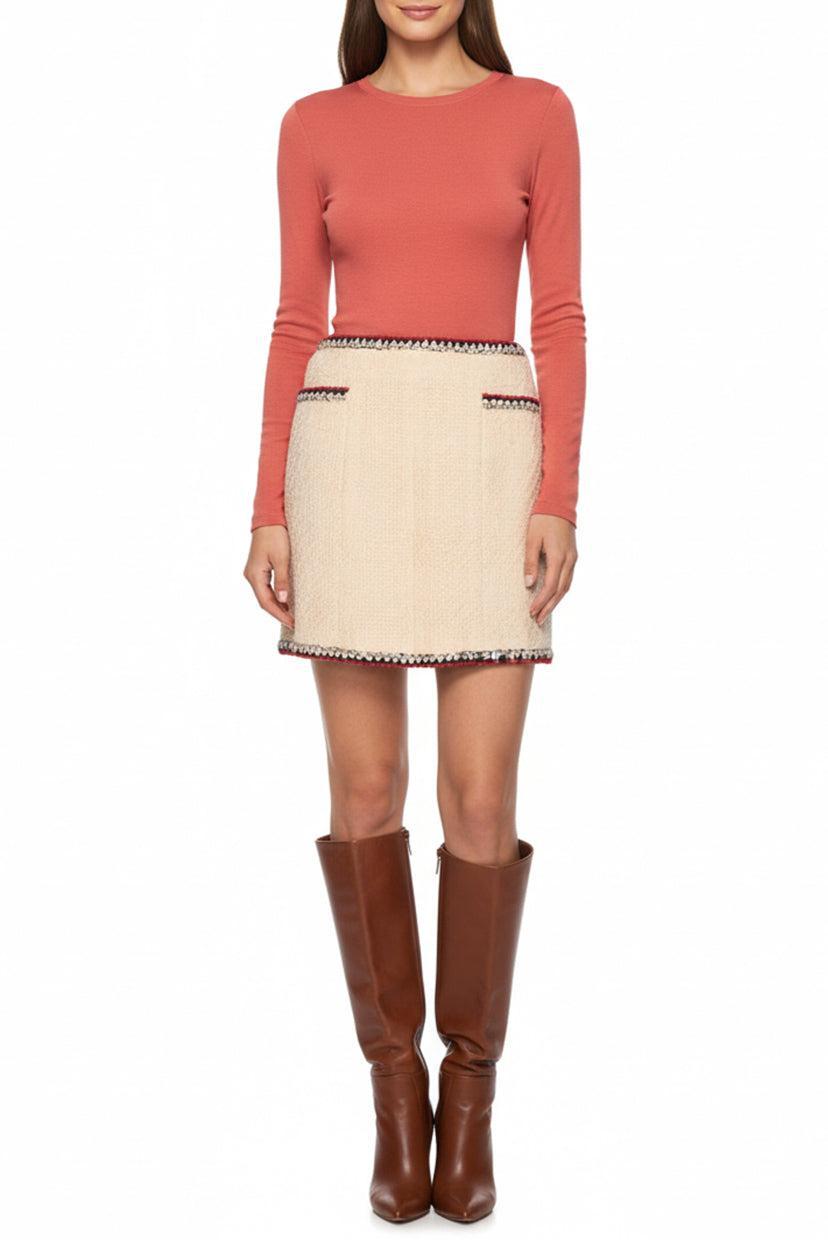 Chanel Size 38 2006 Tweed Contrast Trim Skirt