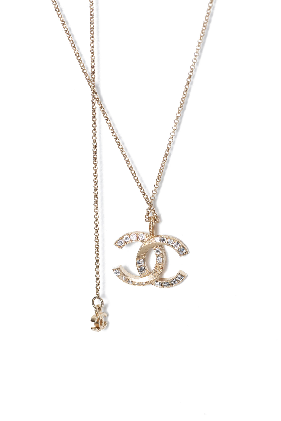 Chanel Size OS Crystal CC Logo Chain Necklace