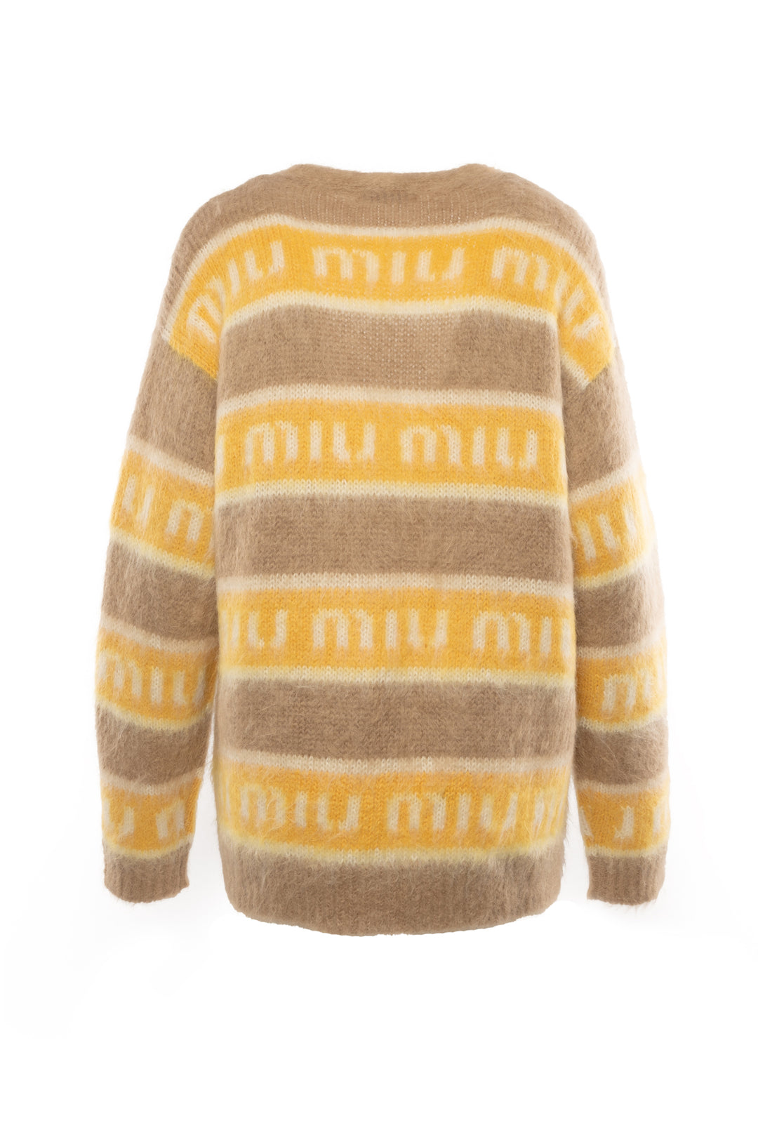 Miu Miu Size S/M Allover Logo Jacquard Striped Cardigan