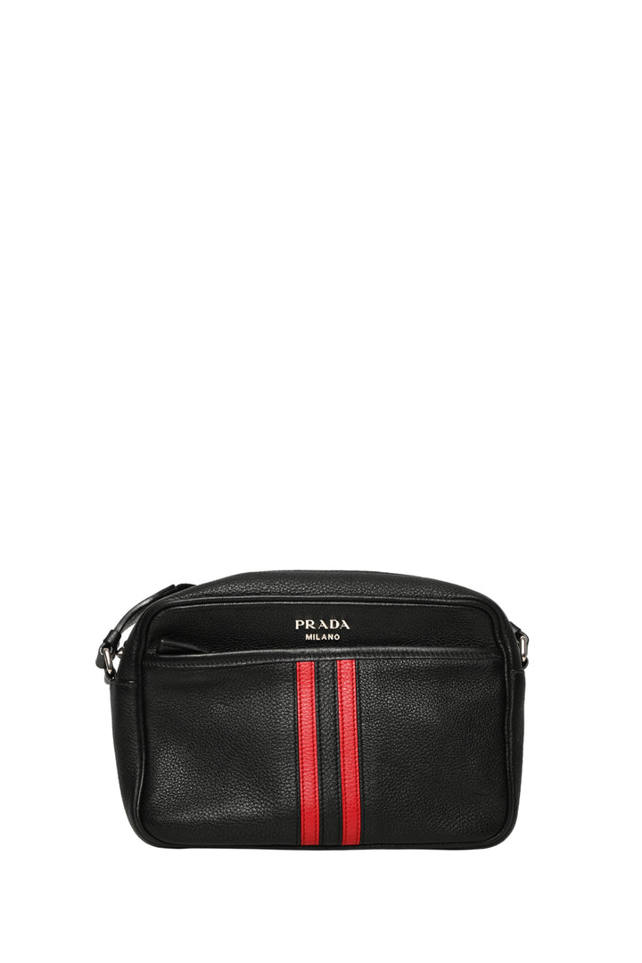 Prada Striped Leather Camera Bag Crossbody