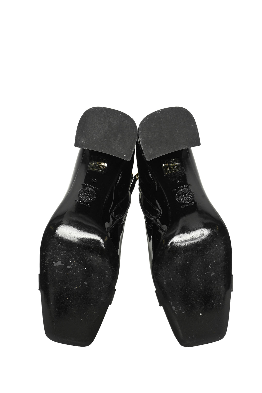 Versace Size 39 Medusa Head Buckle Patent Ankle Boots