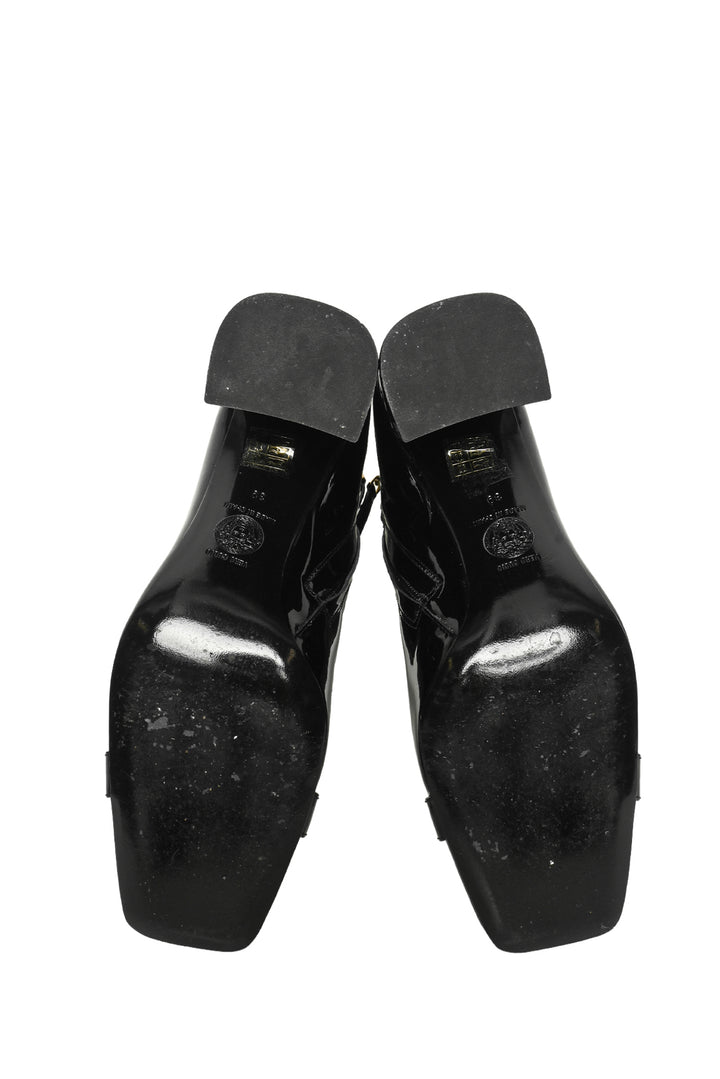 Versace Size 39 Medusa Head Buckle Patent Ankle Boots