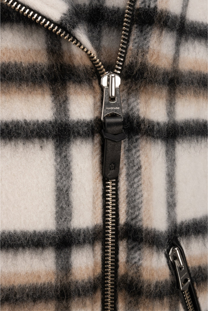 Mackage Size M Gracie Check Print Wool Blend Moto Jacket