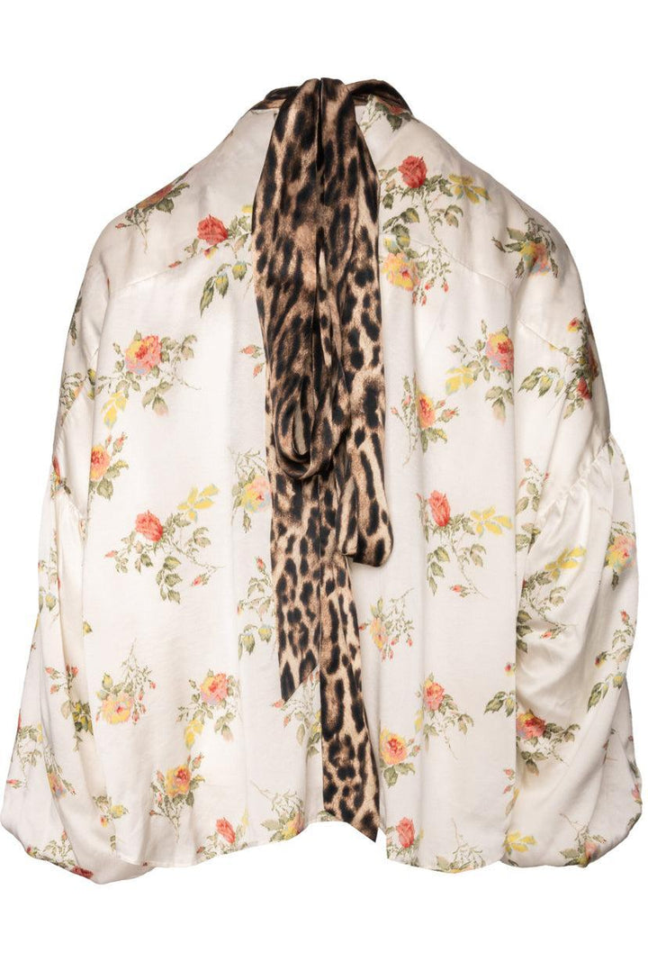 R13 Size XS Contrast Print Silk Neck Tie Top