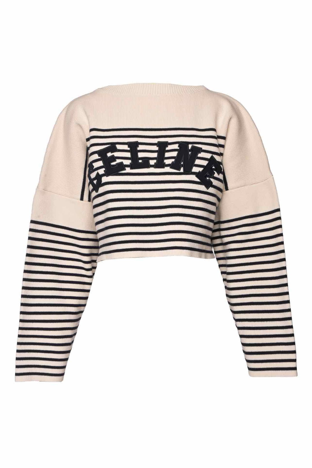 Celine Size L 2022 Striped Logo Cropped Sweater